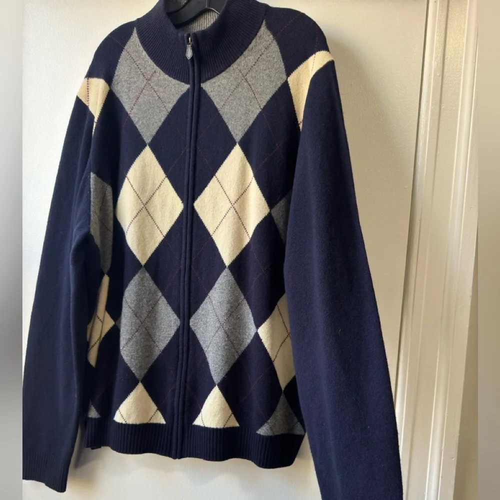 Brooks Brothers Men’s 100% Lambswool Full Zipper Sweater Sz